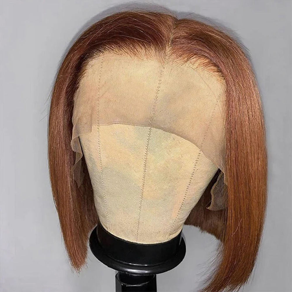Ruilong Hair 210% 250% Density 13x4 Lace Frontal Wigs Short Colored Straight Bob Human Hair Wig For Women