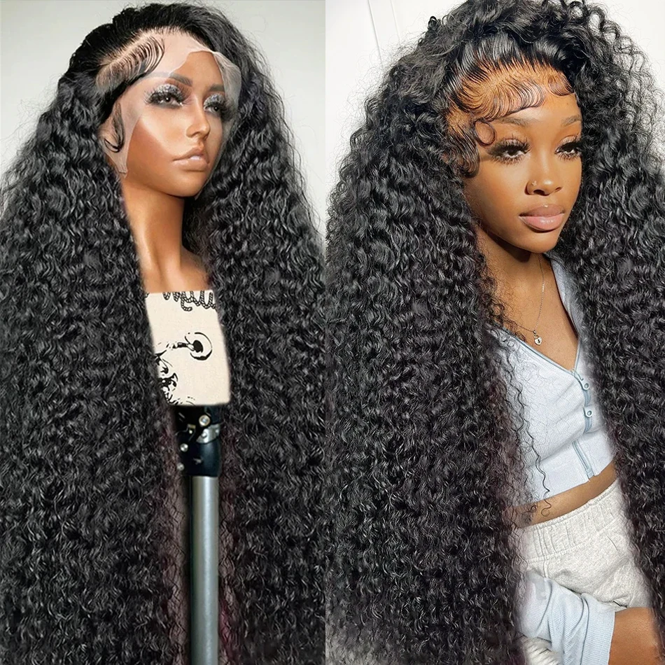 Ruilong Hair Brazilian 13x4 HD Transparent Lace Frontal Kinky Curly Human Hair Wig 13x4 Lace Front Wig For Women 210% 250% Density
