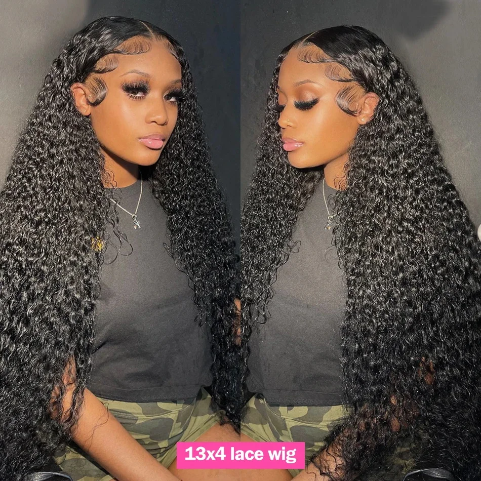 Ruilong Hair Brazilian 13x4 HD Transparent Lace Frontal Kinky Curly Human Hair Wig 13x4 Lace Front Wig For Women 210% 250% Density