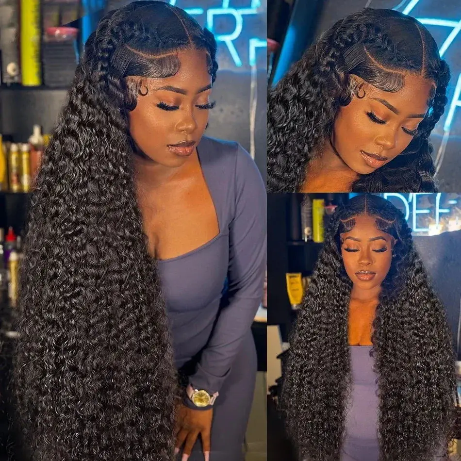 Ruilong Hair Brazilian 13x4 HD Transparent Lace Frontal Kinky Curly Human Hair Wig 13x4 Lace Front Wig For Women 210% 250% Density