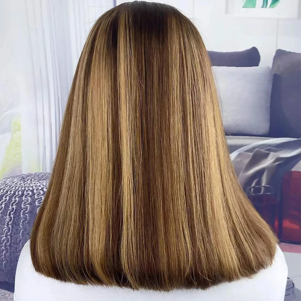 Ruilong Hair 210% 250% Density 13x4 Lace Frontal Wigs Short Colored Straight Bob Human Hair Wig For Women