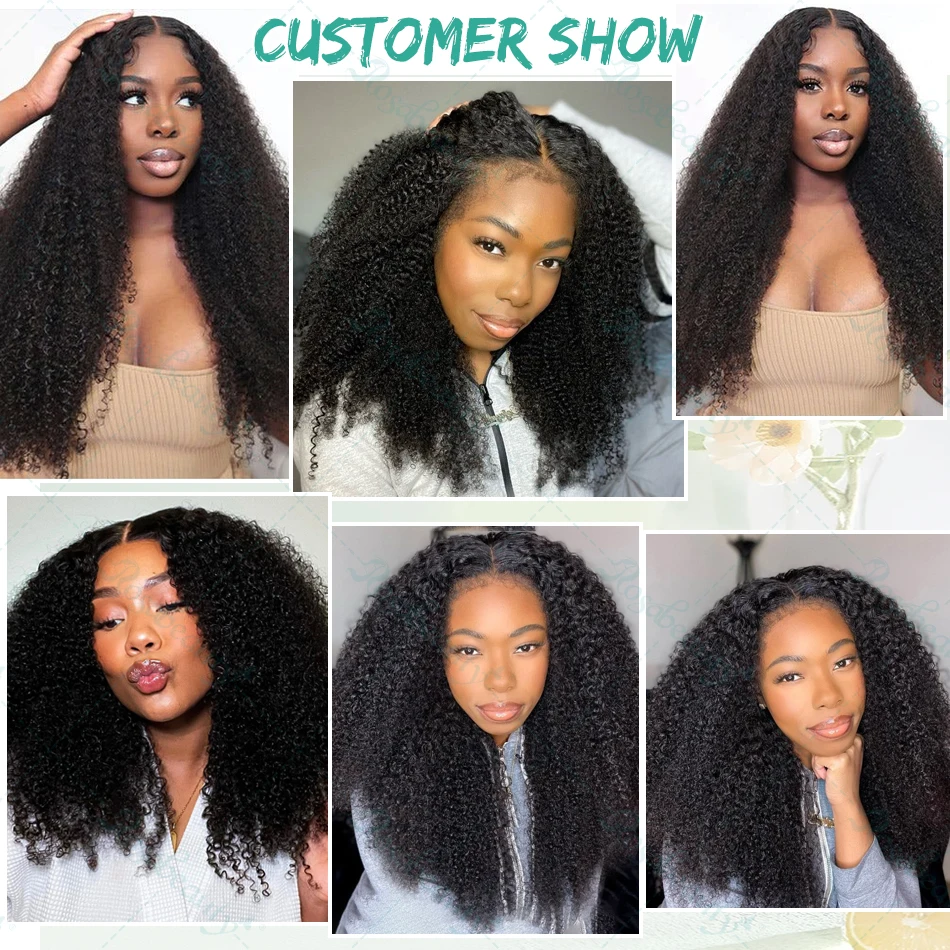 Ruilong Hair 5x5 Transparent Lace Closure Kinky Curly Wig Brazilian HD LaceKinky Curly Human Hair Wig 10-36 Inch 210% 250% Density Free Shipping