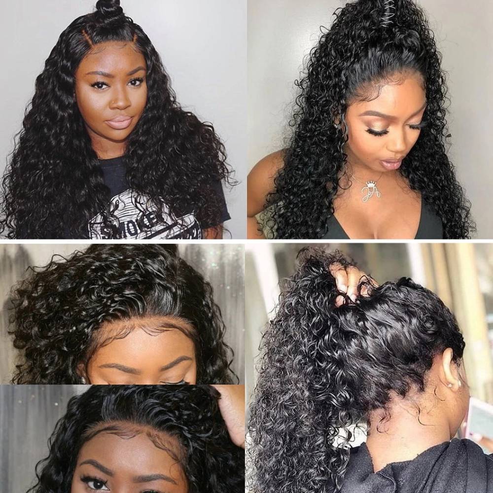 Ruilong Hair Brazilian 13x4 HD Transparent Lace Frontal Kinky Curly Human Hair Wig 13x4 Lace Front Wig For Women 210% 250% Density