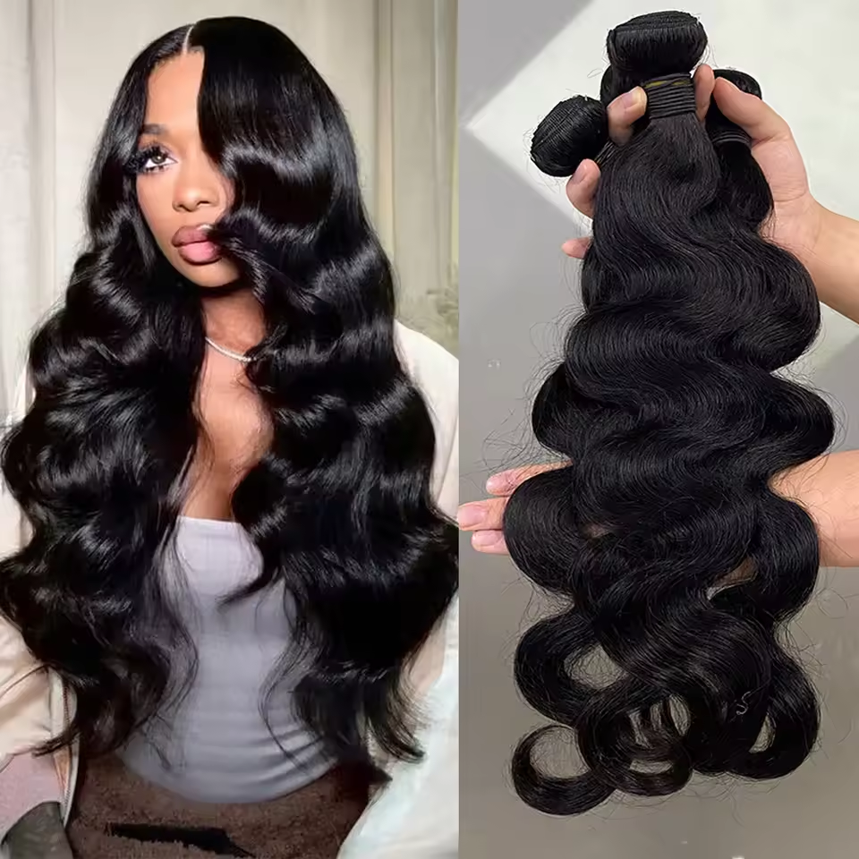 Peruvian Body Wave Bundles 100% Raw Human Hair Bundles Virgin Hair 3/4 PCS Natural Black High Quality Hair Extensions