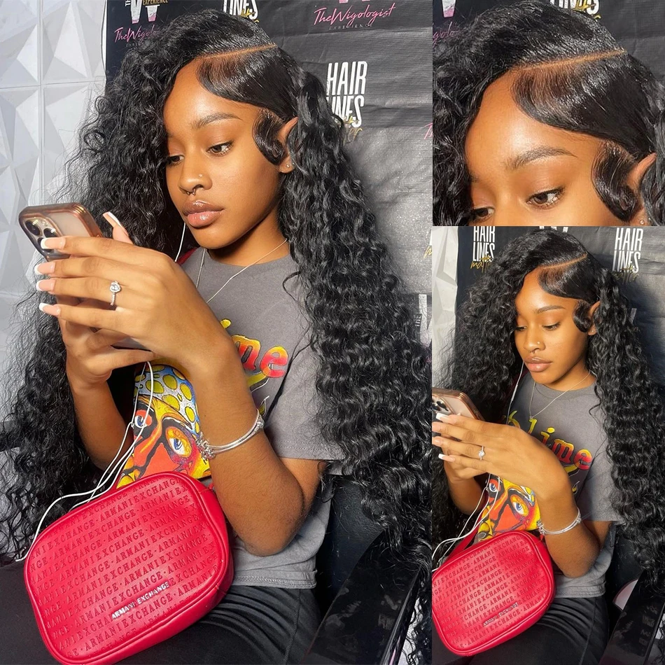 Ruilong Hair Brazilian Deep Wave 5X5 Lace Closure Human Hair Wigs Transparent Lace Deep Curly Human Hair Wigs For Women 180% 250% Density