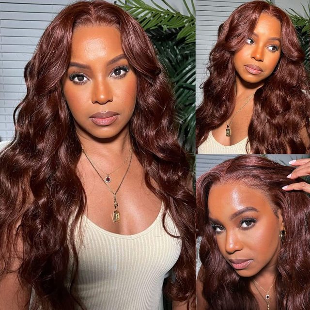 Ruilog Hair 210% 250% Density Chocolate Brown Color 13x4 Transparent Lace Frontal Wig Body Wave Human Hair Wigs