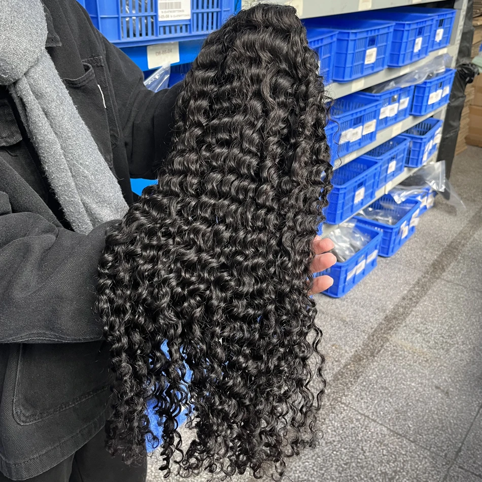 Ruilong Hair 13x4 HD Transparent Brazilian Deep Wave Lace Frontal Human Hair Wig 30 36 Inch Pre Plucked With Baby Hair 210% 250%Density Deep Curly Lace Frontal Wig For Women