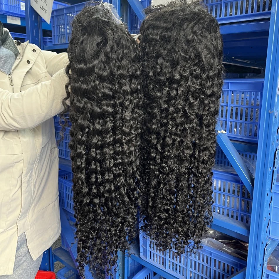 Ruilong Hair 13x4 HD Transparent Brazilian Deep Wave Lace Frontal Human Hair Wig 30 36 Inch Pre Plucked With Baby Hair 210% 250%Density Deep Curly Lace Frontal Wig For Women