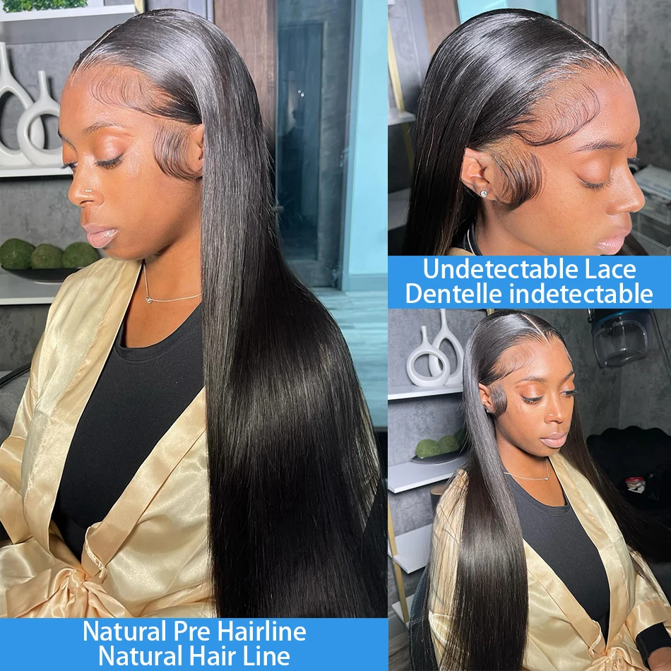 Ruilong 13x4 HD Transparent Lace Wigs Human Hair Brazilian Silk Straight Human Hair Wigs Natural Black Color 180% 210% 250% Density