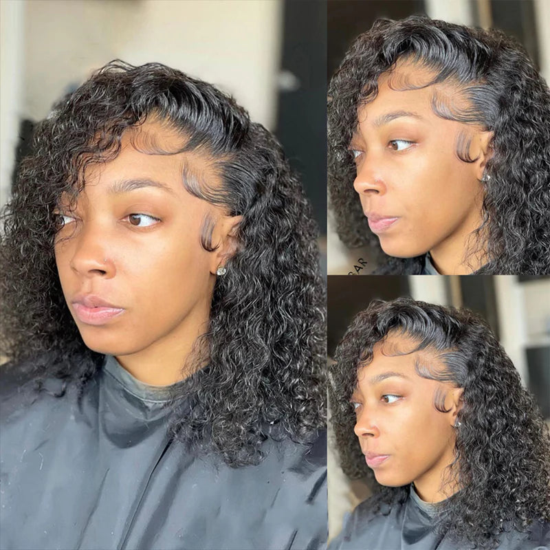 Ruilong Hair 4x4 Peruvian Hair Deep Wave Lace Closure Wig HD Transparent Lace Wig 180% 250% Density Deep Wave 4X4 Lace Closure Human Hair Wig