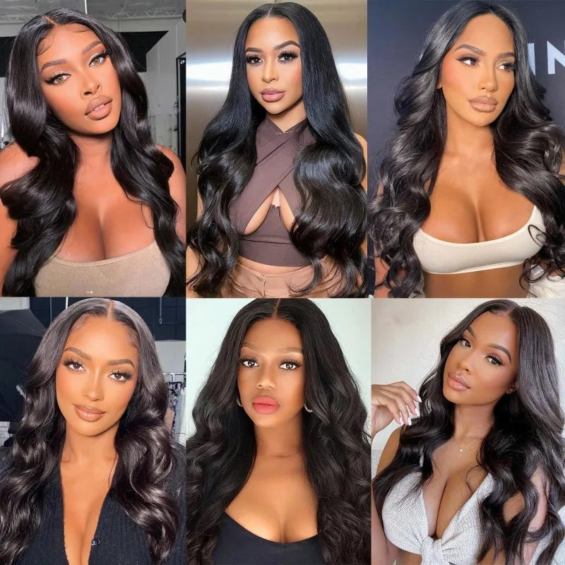Ruilong Hair 5x5 HD Transparent Lace Closure 250% density Malaysian Body Wave Wig 100% Human Hair Body Wave Wig