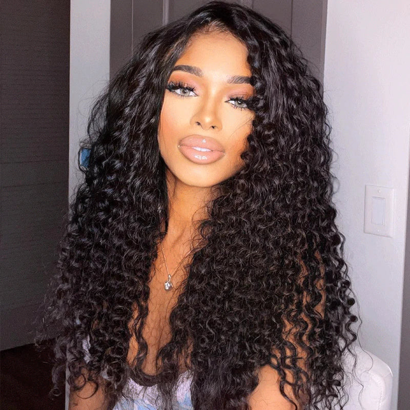Ruilong Hair 4x4 Peruvian Hair Deep Wave Lace Closure Wig HD Transparent Lace Wig 180% 250% Density Deep Wave 4X4 Lace Closure Human Hair Wig