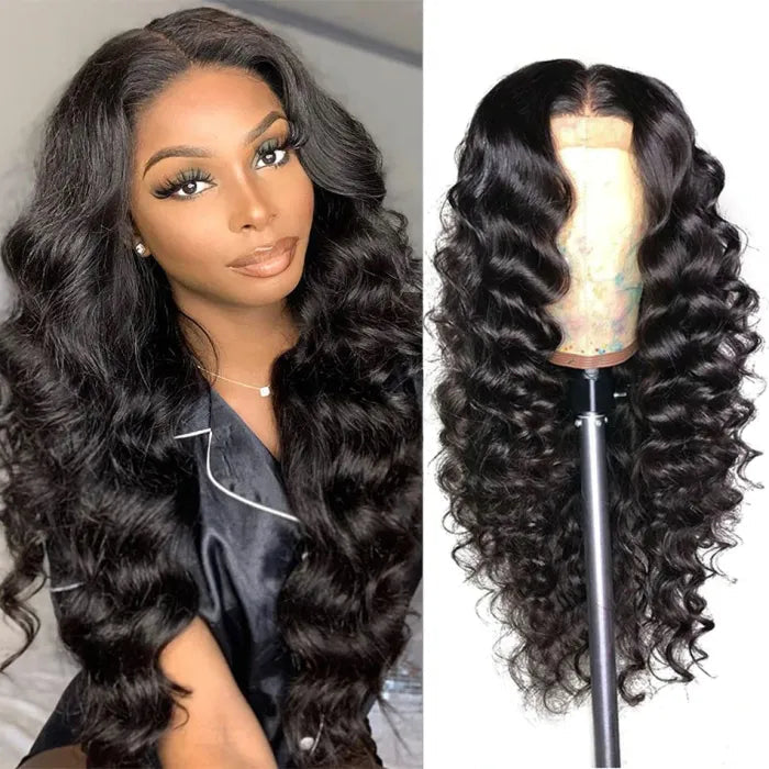 Ruilong Hair 5X5 Deep Wave HD Lace Closure Human Hair Wigs Peruvian Transparent Lace Deep Wave Human Hair Wigs For Women