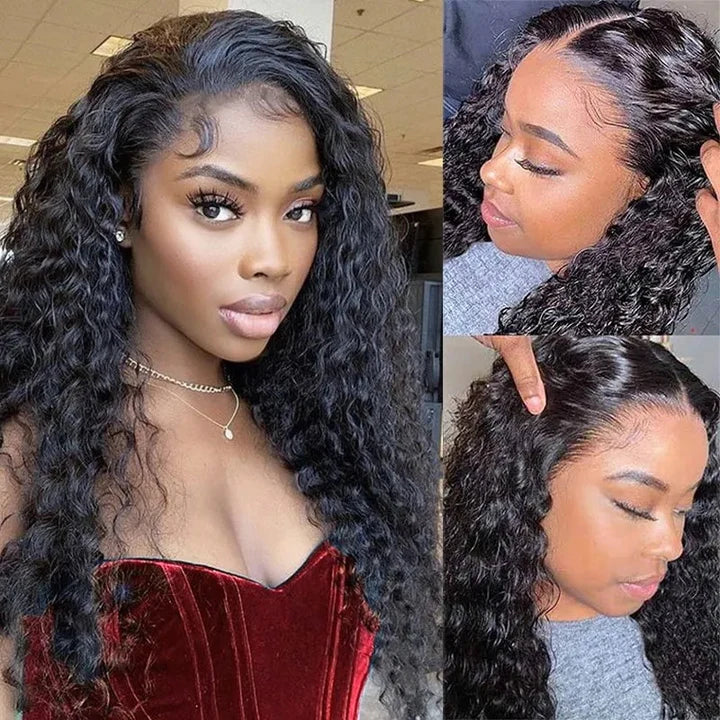 Ruilong Hair 4x4 Peruvian Hair Deep Wave Lace Closure Wig HD Transparent Lace Wig 180% 250% Density Deep Wave 4X4 Lace Closure Human Hair Wig