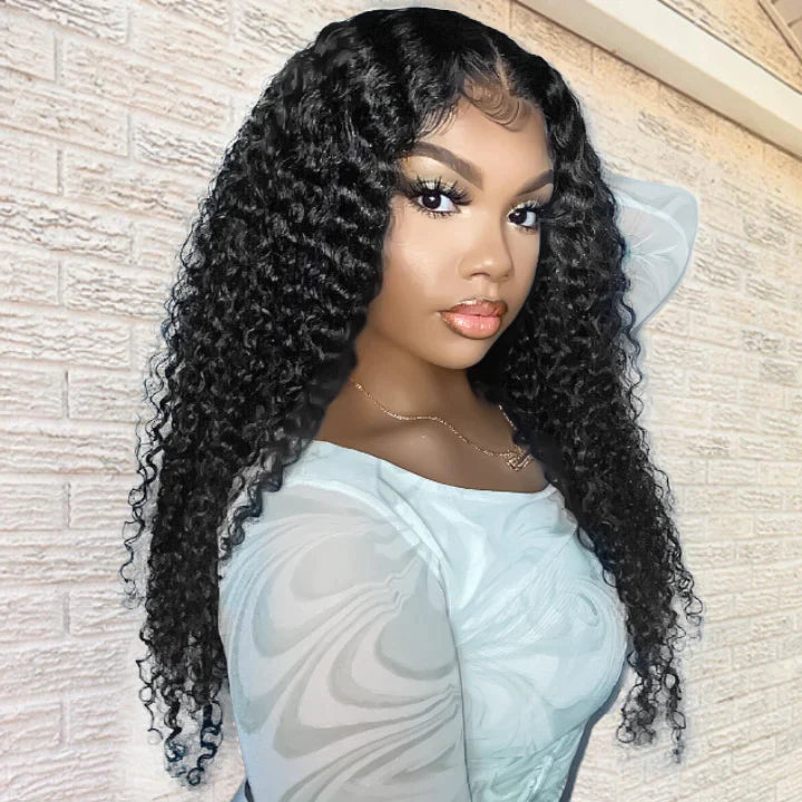 Ruilong Hair Malaysia Deep Wave 5X5 HD Lace Closure 100% Virgin Human Hair Wig  Deep Wave Natural Color Transparent  Lace Closure Wig For Women