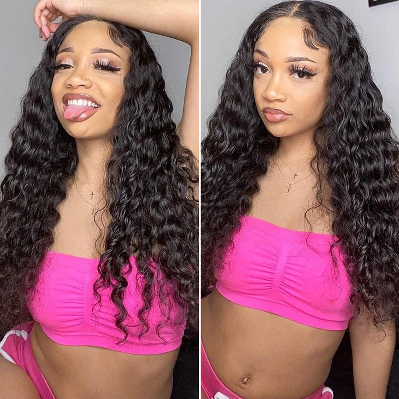 Ruilong Hair 13x4 Transparent Deep Wave Lace Frontal Wig Peruvian Human Hair Wig HD Human Hair 13x4 Lace Frontal Wigs For Women