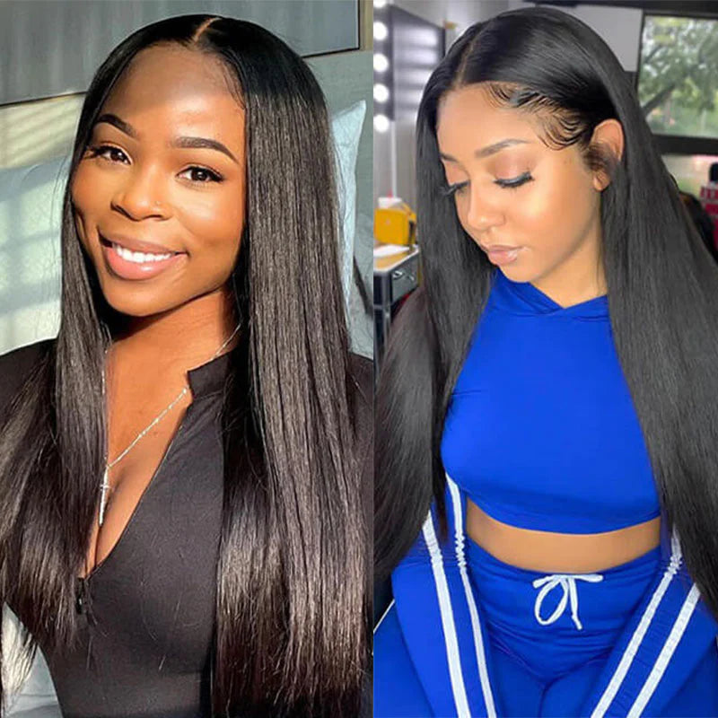 Ruilong 13x4 HD Transparent Lace Wigs Human Hair Brazilian Silk Straight Human Hair Wigs Natural Black Color 180% 210% 250% Density