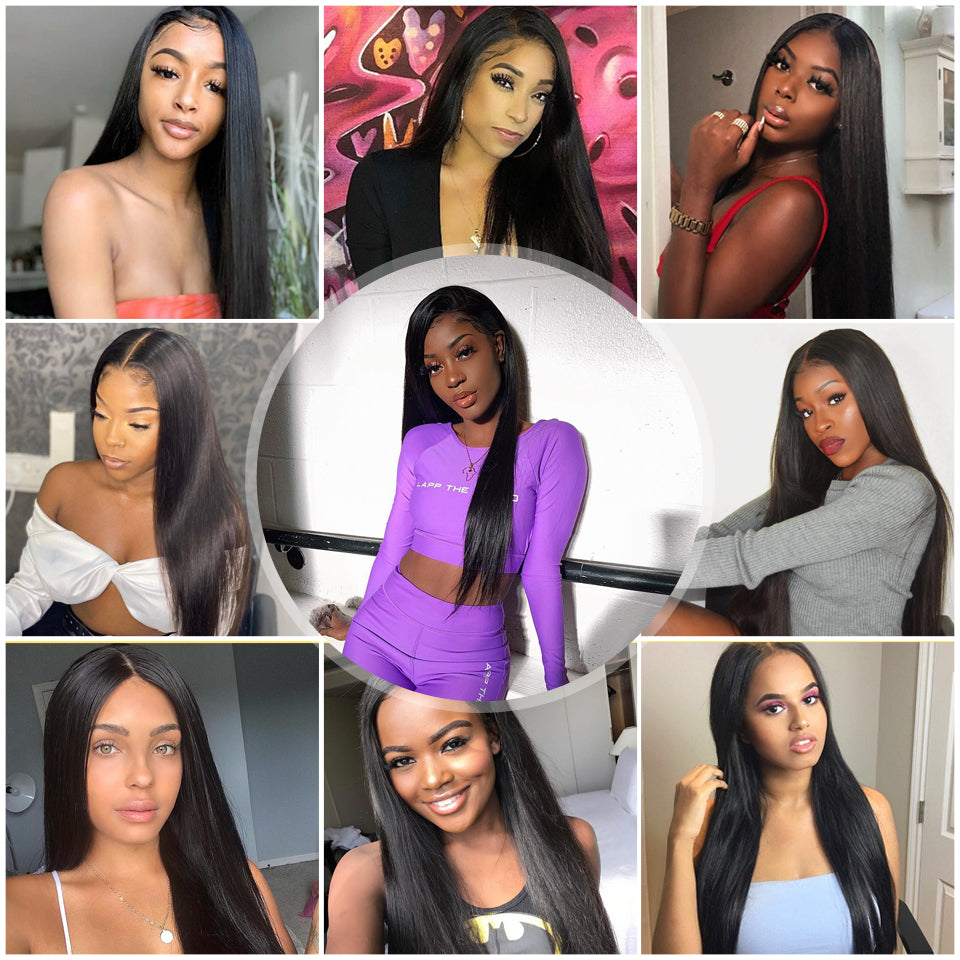 Ruilong Hair 5x5 HD Transparent Human Hair Brazilian Straight Lace Closure Wig 100% Virgin Human Hair Wig For Women