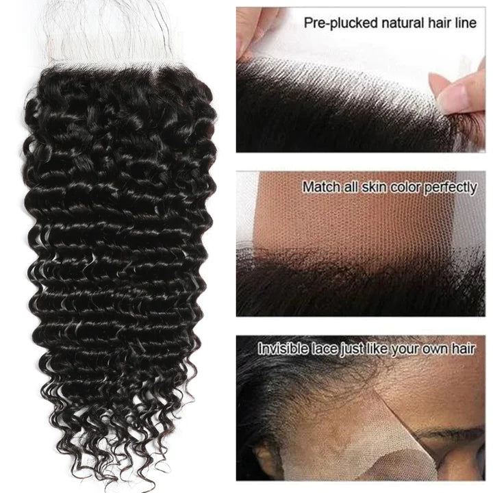 Ruilong Hair Kinky Curly 4x4 Transparent Lace Closure With Baby Hair Virgin Human Hair