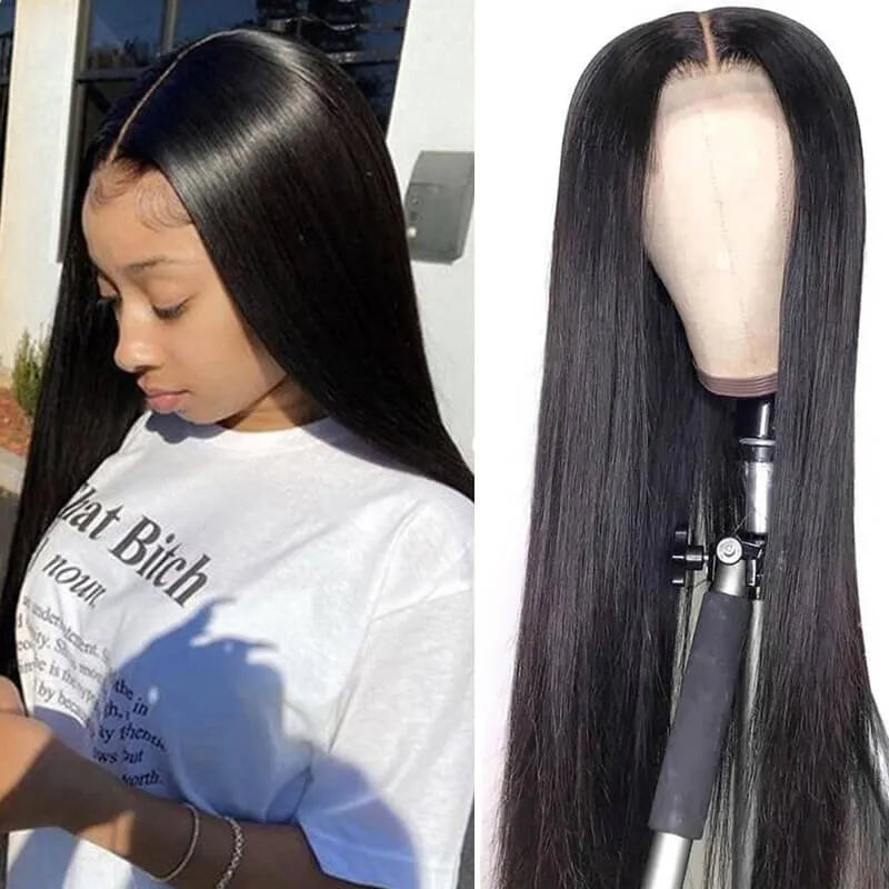 Ruilong Hair 5x5 HD Transparent Human Hair Brazilian Straight Lace Closure Wig 100% Virgin Human Hair Wig For Women