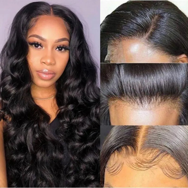 Ruilong Hair 5x5 HD Transparent Lace Closure 250% density Malaysian Body Wave Wig 100% Human Hair Body Wave Wig