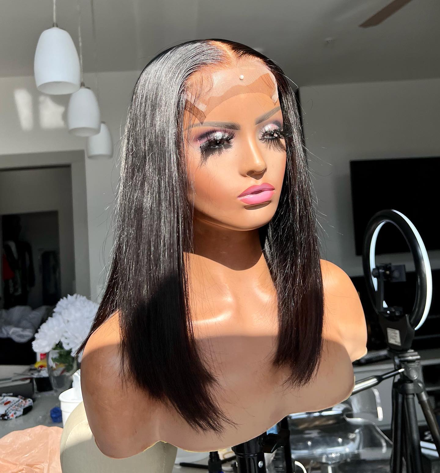 Ruilong Hair Straight 6x6 HD Transparent Lace Closure Wig Brazilian Human Hair 30 32 Inch For Women