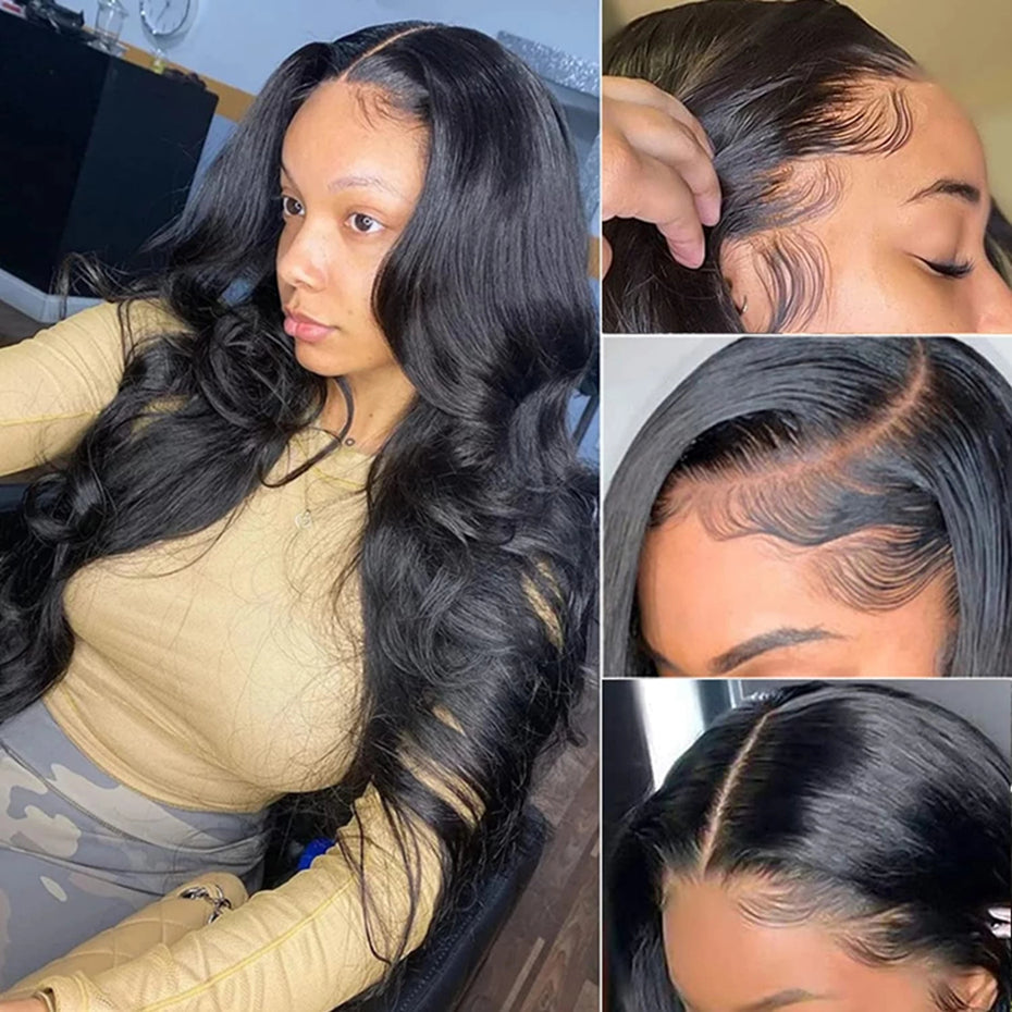 Ruilong Hair 5x5 HD Transparent Lace Closure 250% density Malaysian Body Wave Wig 100% Human Hair Body Wave Wig
