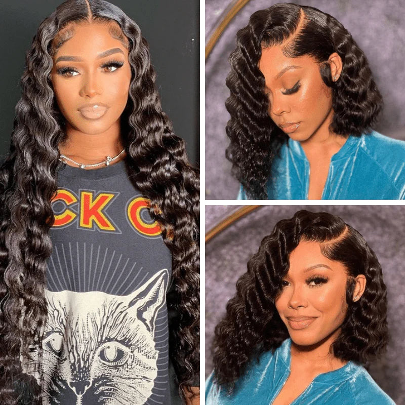 Ruilong Hair 13x4 Transparent Deep Wave Lace Frontal Wig Peruvian Human Hair Wig HD Human Hair 13x4 Lace Frontal Wigs For Women